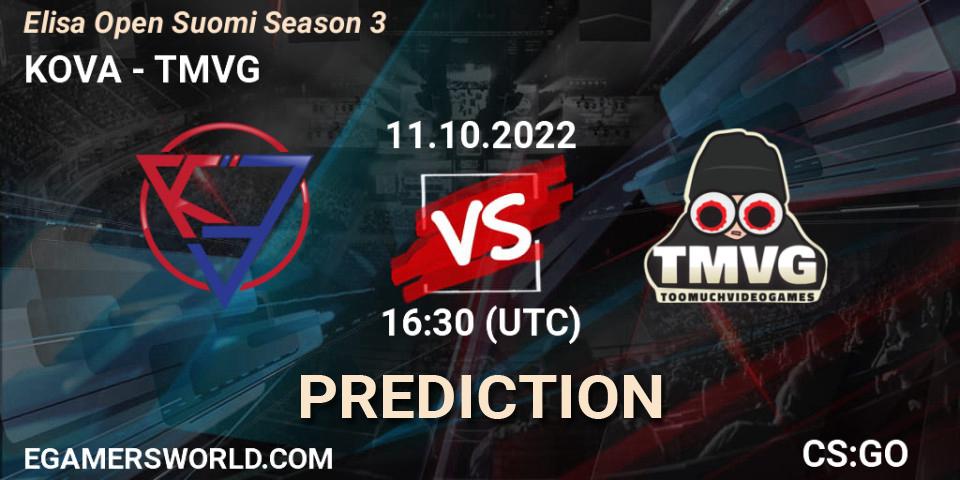 KOVA vs TMVG: Betting TIp, Match Prediction. 11.10.22. CS2 (CS:GO), Elisa Open Suomi Season 3