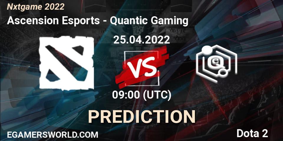 Ascension Esports vs Quantic Gaming: Betting TIp, Match Prediction. 25.04.2022 at 08:55. Dota 2, Nxtgame 2022