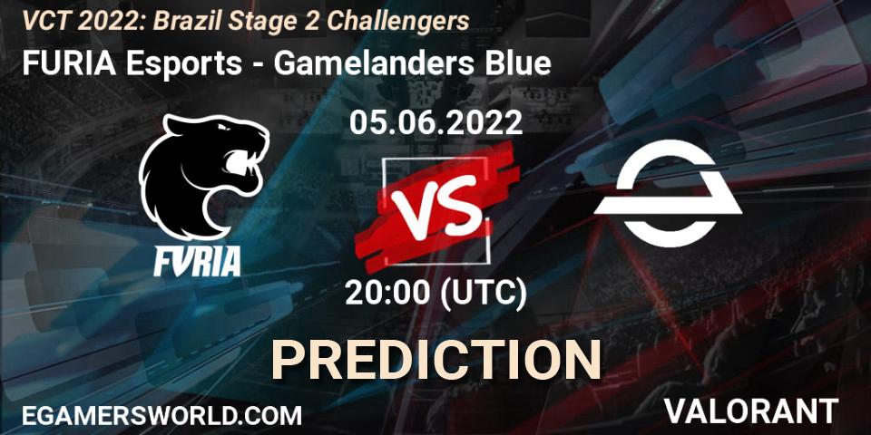 FURIA Esports vs Gamelanders Blue: Betting TIp, Match Prediction. 05.06.2022 at 20:00. VALORANT, VCT 2022: Brazil Stage 2 Challengers