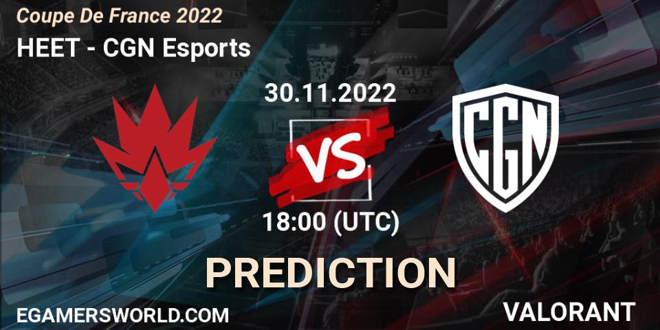 HEET vs CGN Esports: Betting TIp, Match Prediction. 30.11.22. VALORANT, Coupe De France 2022