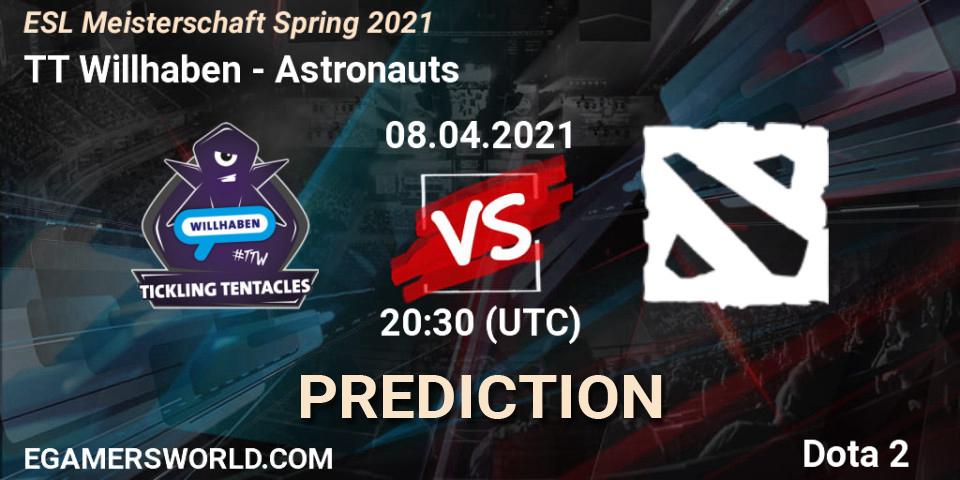 TT Willhaben vs Astronauts: Betting TIp, Match Prediction. 08.04.2021 at 19:00. Dota 2, ESL Meisterschaft Spring 2021