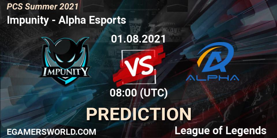 Impunity vs Alpha Esports: Betting TIp, Match Prediction. 01.08.21. LoL, PCS Summer 2021
