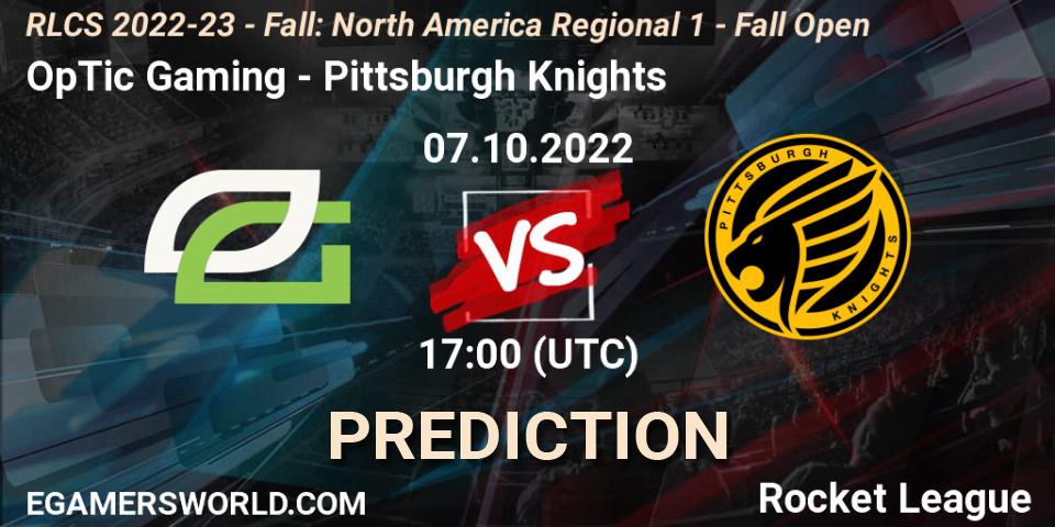 OpTic Gaming vs Pittsburgh Knights: Betting TIp, Match Prediction. 07.10.2022 at 17:00. Rocket League, RLCS 2022-23 - Fall: North America Regional 1 - Fall Open