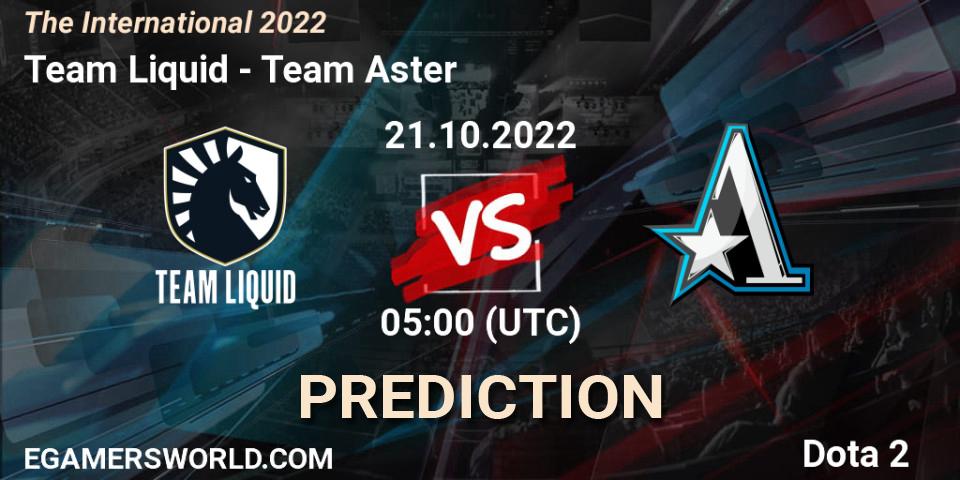 Team Liquid vs Team Aster: Betting TIp, Match Prediction. 21.10.2022 at 04:16. Dota 2, The International 2022