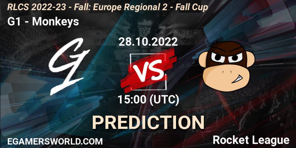 G1 vs Monkeys: Betting TIp, Match Prediction. 28.10.22. Rocket League, RLCS 2022-23 - Fall: Europe Regional 2 - Fall Cup