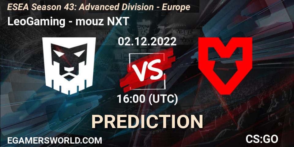 LeoGaming vs mouz NXT: Betting TIp, Match Prediction. 02.12.22. CS2 (CS:GO), ESEA Season 43: Advanced Division - Europe