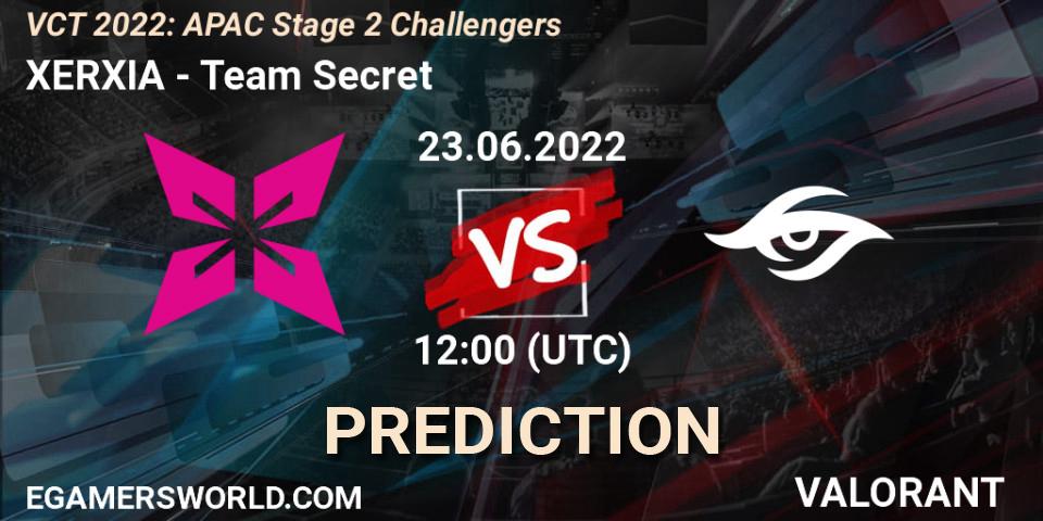 XERXIA vs Team Secret: Betting TIp, Match Prediction. 23.06.2022 at 12:00. VALORANT, VCT 2022: APAC Stage 2 Challengers