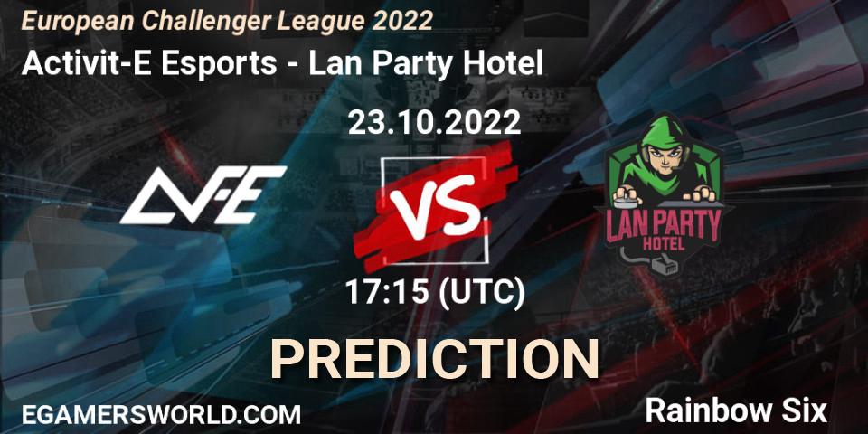 Activit-E Esports vs Lan Party Hotel: Betting TIp, Match Prediction. 23.10.2022 at 17:15. Rainbow Six, European Challenger League 2022