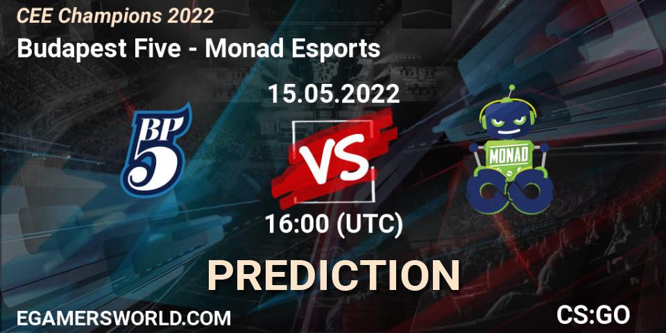 Budapest Five vs Monad Esports: Betting TIp, Match Prediction. 15.05.2022 at 16:00. Counter-Strike (CS2), CEE Champions 2022