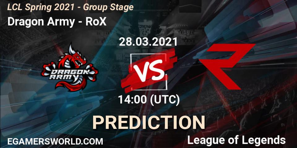 Dragon Army vs RoX: Betting TIp, Match Prediction. 28.03.21. LoL, LCL Spring 2021 - Group Stage