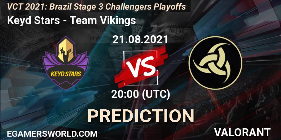 Keyd Stars vs Team Vikings: Betting TIp, Match Prediction. 21.08.2021 at 20:00. VALORANT, VCT 2021: Brazil Stage 3 Challengers Playoffs