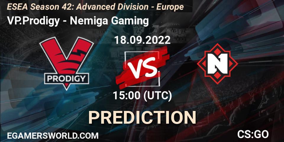 VP.Prodigy vs Nemiga Gaming: Betting TIp, Match Prediction. 18.09.2022 at 15:00. Counter-Strike (CS2), ESEA Season 42: Advanced Division - Europe