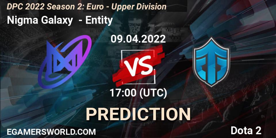 Nigma Galaxy vs Entity: Betting TIp, Match Prediction. 09.04.2022 at 16:40. Dota 2, DPC 2021/2022 Tour 2 (Season 2): WEU (Euro) Divison I (Upper) - DreamLeague Season 17