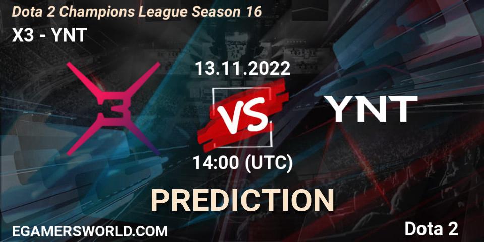 X3 vs YNT: Betting TIp, Match Prediction. 13.11.22. Dota 2, Dota 2 Champions League Season 16