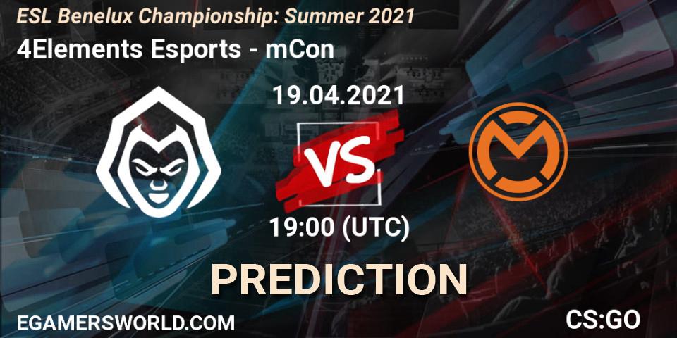 4Elements Esports vs mCon: Betting TIp, Match Prediction. 19.04.21. CS2 (CS:GO), ESL Benelux Championship: Summer 2021