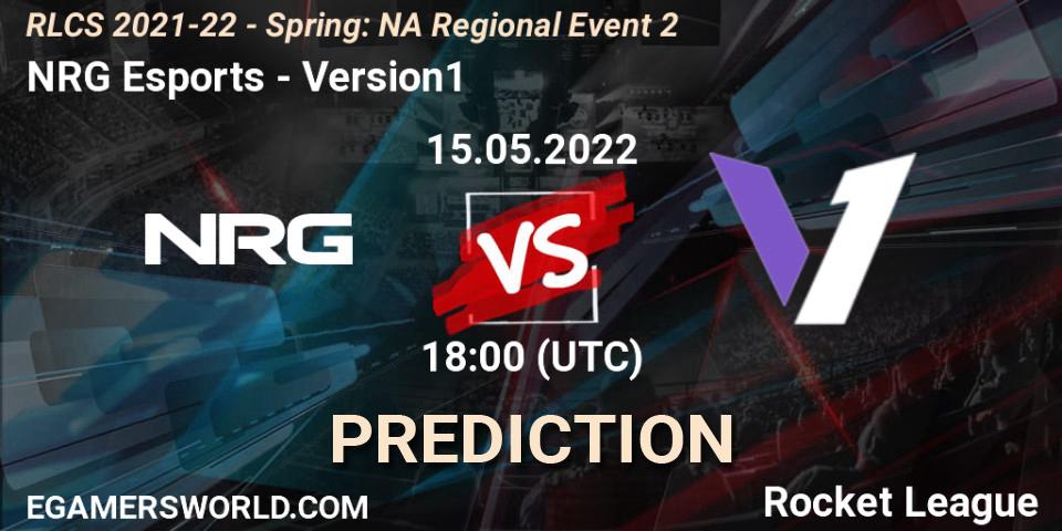 NRG Esports vs Version1: Betting TIp, Match Prediction. 15.05.2022 at 18:00. Rocket League, RLCS 2021-22 - Spring: NA Regional Event 2