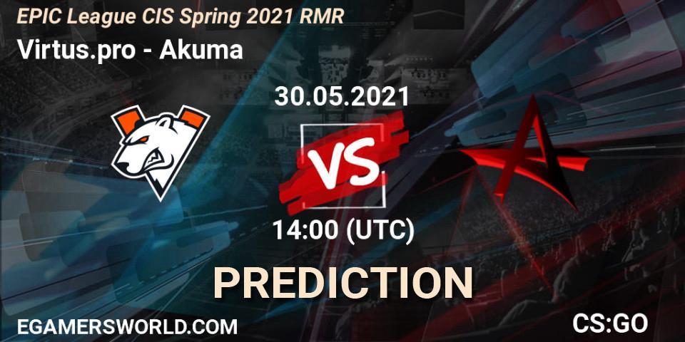 Virtus.pro vs Akuma: Betting TIp, Match Prediction. 30.05.2021 at 14:00. Counter-Strike (CS2), EPIC League CIS Spring 2021 RMR