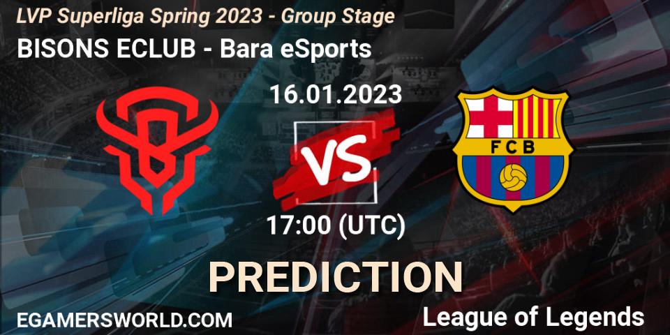 BISONS ECLUB vs Barça eSports: Betting TIp, Match Prediction. 16.01.2023 at 17:00. LoL, LVP Superliga Spring 2023 - Group Stage