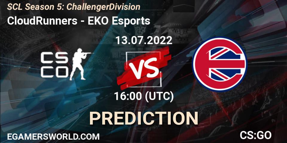 CloudRunners vs EKO Esports: Betting TIp, Match Prediction. 13.07.2022 at 16:00. Counter-Strike (CS2), SCL Season 5: Challenger Division