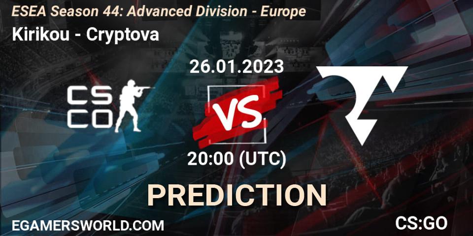Kirikou vs Cryptova: Betting TIp, Match Prediction. 08.02.23. CS2 (CS:GO), ESEA Season 44: Advanced Division - Europe