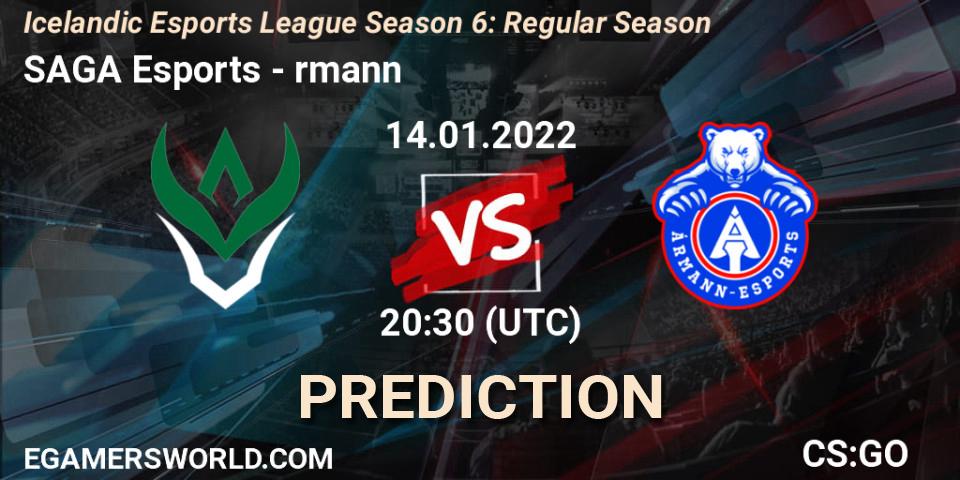 SAGA Esports vs Ármann: Betting TIp, Match Prediction. 14.01.2022 at 20:30. Counter-Strike (CS2), Icelandic Esports League Season 6: Regular Season