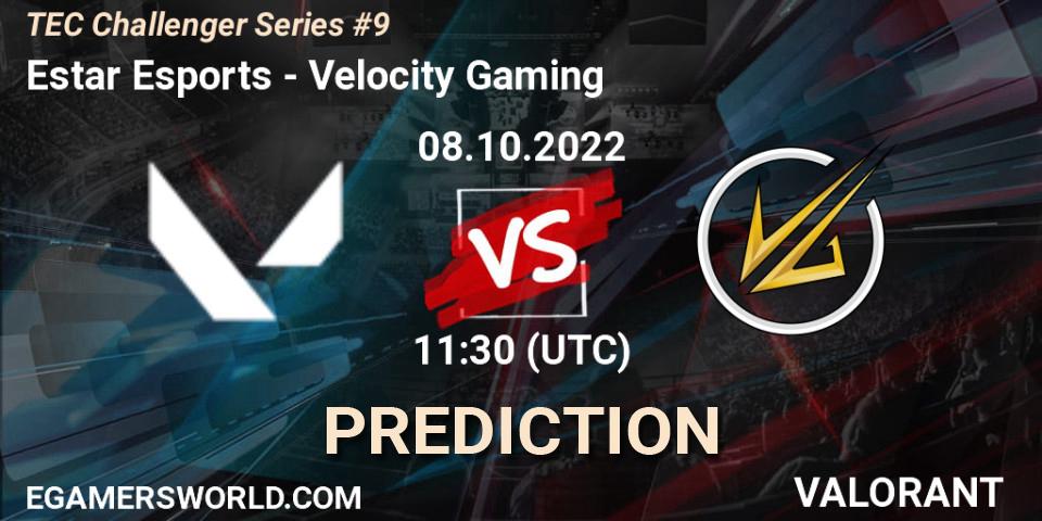 Estar Esports vs Velocity Gaming: Betting TIp, Match Prediction. 08.10.2022 at 13:30. VALORANT, TEC Challenger Series #9
