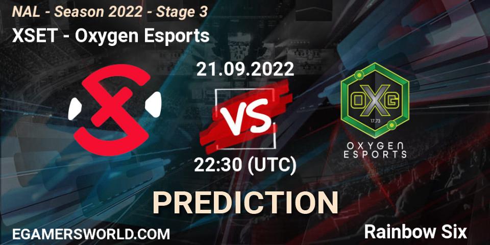 XSET vs Oxygen Esports: Betting TIp, Match Prediction. 21.09.2022 at 22:30. Rainbow Six, NAL - Season 2022 - Stage 3