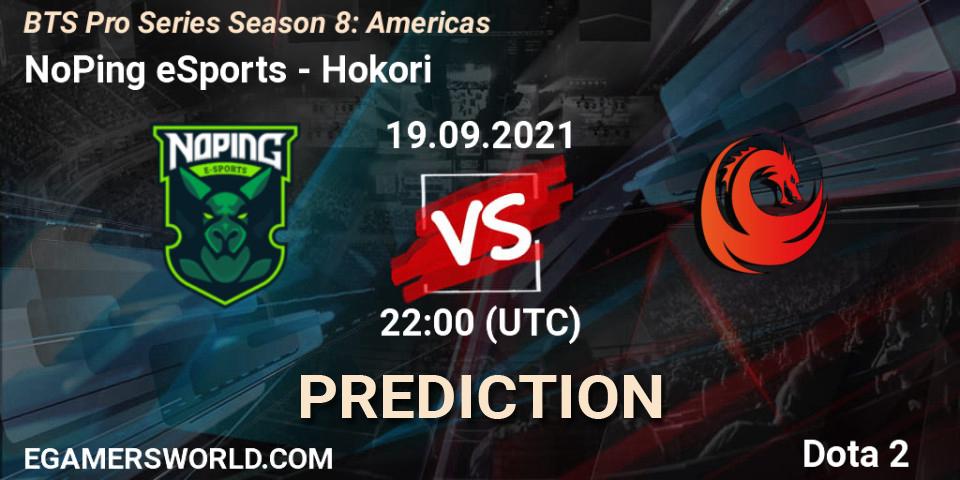 NoPing eSports vs Hokori: Betting TIp, Match Prediction. 19.09.2021 at 21:40. Dota 2, BTS Pro Series Season 8: Americas
