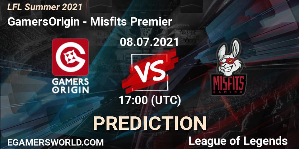 GamersOrigin vs Misfits Premier: Betting TIp, Match Prediction. 08.07.21. LoL, LFL Summer 2021