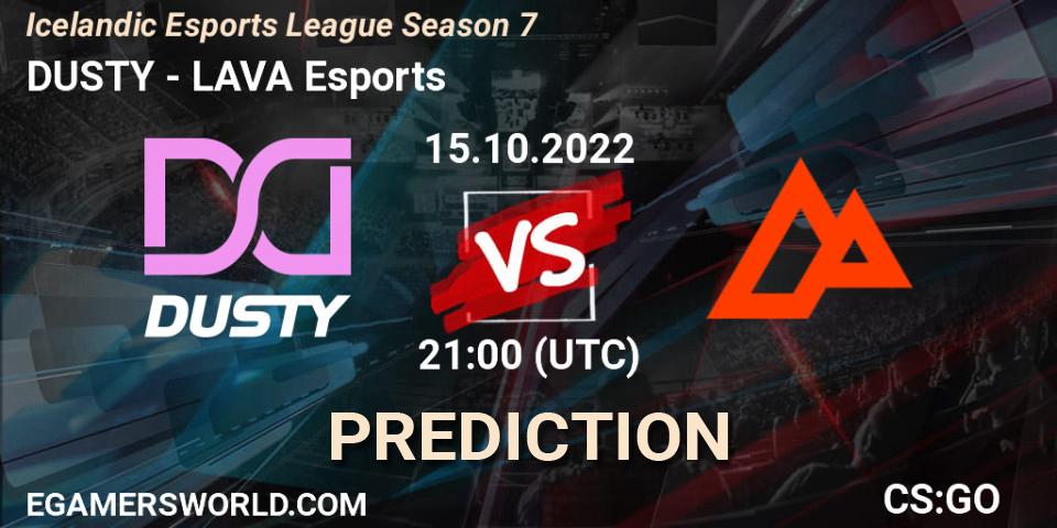 DUSTY vs LAVA Esports: Betting TIp, Match Prediction. 15.10.2022 at 21:00. Counter-Strike (CS2), Icelandic Esports League Season 7