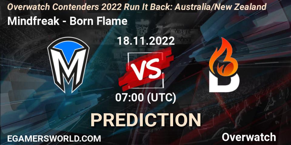 Mindfreak vs Born Flame: Betting TIp, Match Prediction. 18.11.2022 at 07:00. Overwatch, Overwatch Contenders 2022 - Australia/New Zealand - November