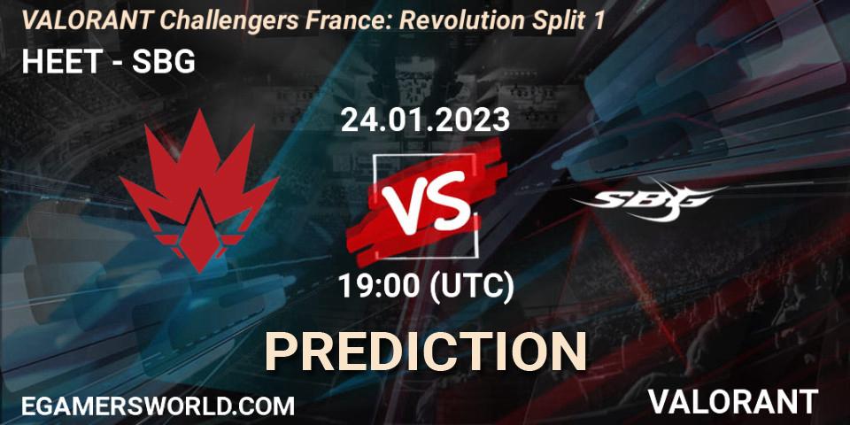HEET vs SBG: Betting TIp, Match Prediction. 24.01.2023 at 19:10. VALORANT, VALORANT Challengers 2023 France: Revolution Split 1
