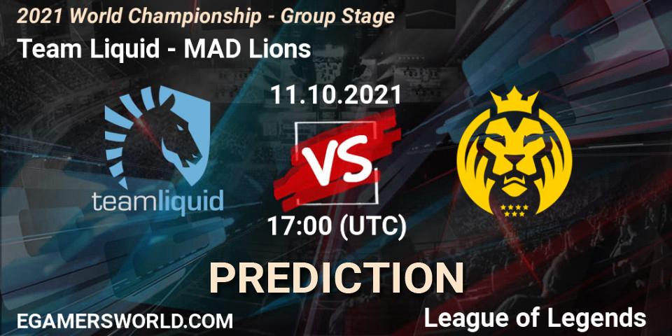 Team Liquid vs MAD Lions: Betting TIp, Match Prediction. 11.10.2021 at 17:00. LoL, 2021 World Championship - Group Stage