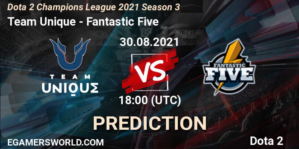 Team Unique vs Fantastic Five: Betting TIp, Match Prediction. 30.08.2021 at 18:00. Dota 2, Dota 2 Champions League 2021 Season 3