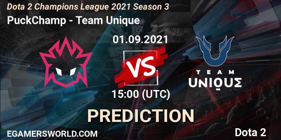 PuckChamp vs Team Unique: Betting TIp, Match Prediction. 01.09.2021 at 15:00. Dota 2, Dota 2 Champions League 2021 Season 3