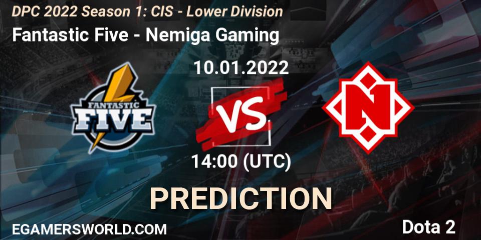 Fantastic Five vs Nemiga Gaming: Betting TIp, Match Prediction. 10.01.2022 at 14:00. Dota 2, DPC 2022 Season 1: CIS - Lower Division