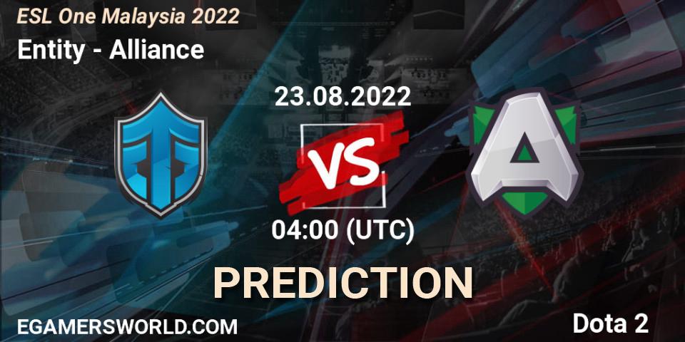 Entity vs Alliance: Betting TIp, Match Prediction. 23.08.22. Dota 2, ESL One Malaysia 2022