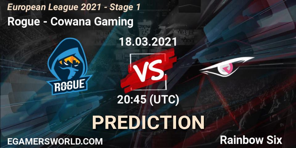 Rogue vs Cowana Gaming: Betting TIp, Match Prediction. 18.03.2021 at 20:45. Rainbow Six, European League 2021 - Stage 1