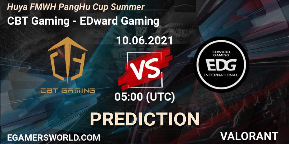 CBT Gaming vs EDward Gaming: Betting TIp, Match Prediction. 10.06.2021 at 05:00. VALORANT, Huya FMWH PangHu Cup Summer