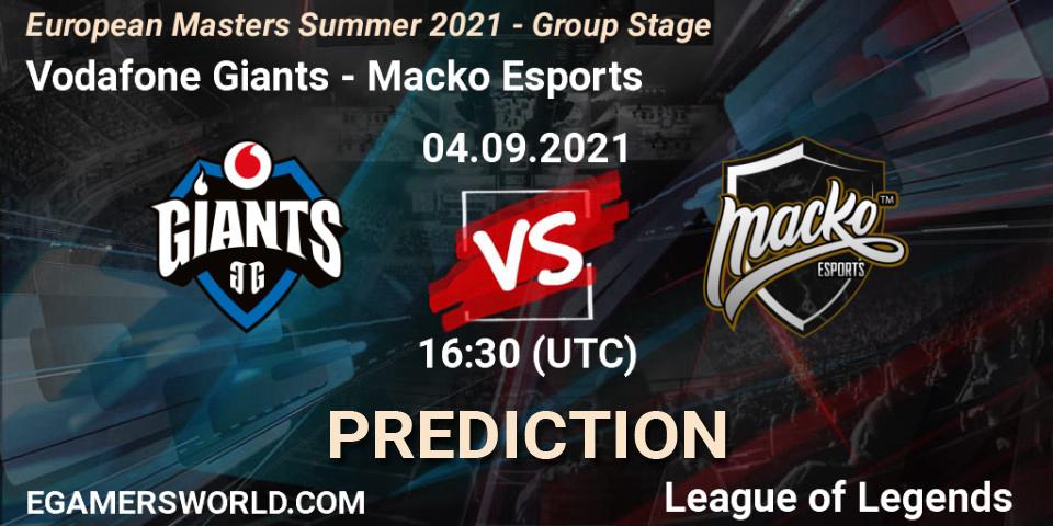 Vodafone Giants vs Macko Esports: Betting TIp, Match Prediction. 04.09.2021 at 16:30. LoL, European Masters Summer 2021 - Group Stage