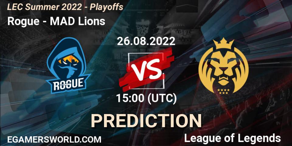 Rogue vs MAD Lions: Betting TIp, Match Prediction. 26.08.2022 at 16:00. LoL, LEC Summer 2022 - Playoffs