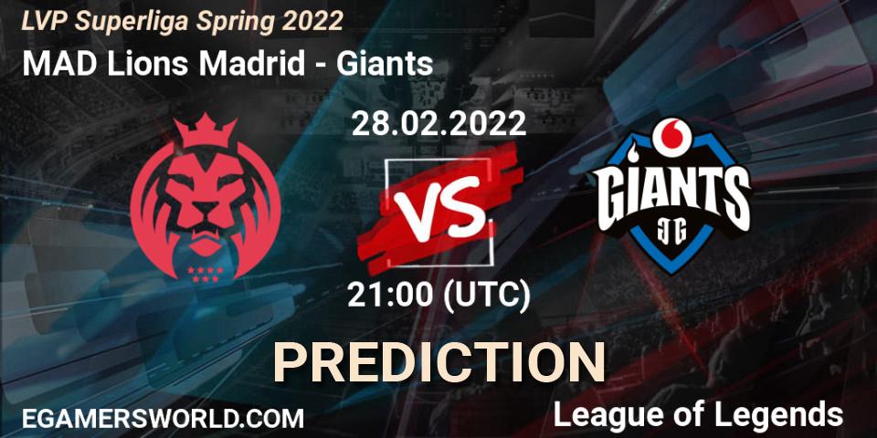 MAD Lions Madrid vs Giants: Betting TIp, Match Prediction. 28.02.22. LoL, LVP Superliga Spring 2022