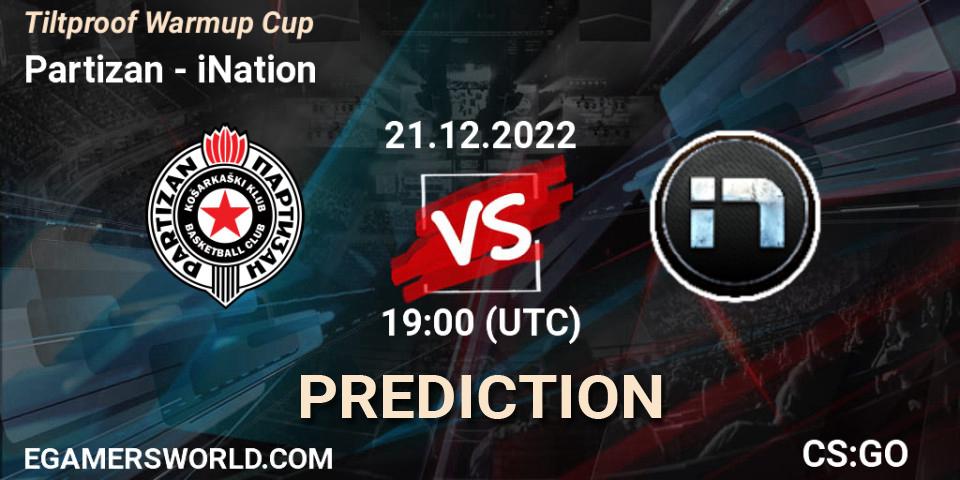 Partizan vs iNation: Betting TIp, Match Prediction. 21.12.2022 at 19:00. Counter-Strike (CS2), Tiltproof Warmup Cup