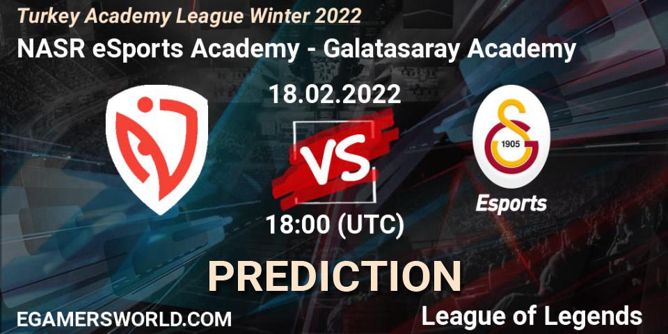 NASR eSports Academy vs Galatasaray Academy: Betting TIp, Match Prediction. 18.02.2022 at 18:00. LoL, Turkey Academy League Winter 2022