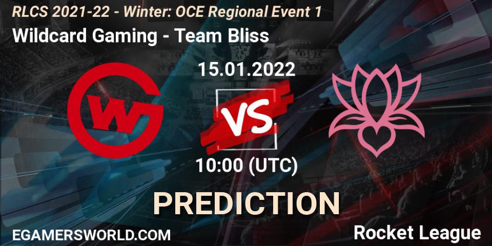 Wildcard Gaming vs Team Bliss: Betting TIp, Match Prediction. 15.01.2022 at 10:00. Rocket League, RLCS 2021-22 - Winter: OCE Regional Event 1