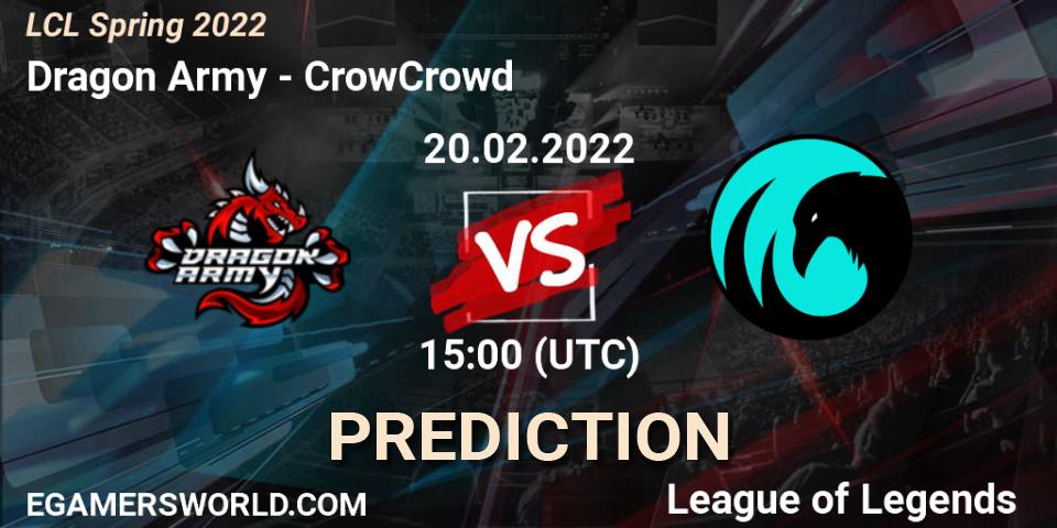 Dragon Army vs CrowCrowd: Betting TIp, Match Prediction. 20.02.22. LoL, LCL Spring 2022