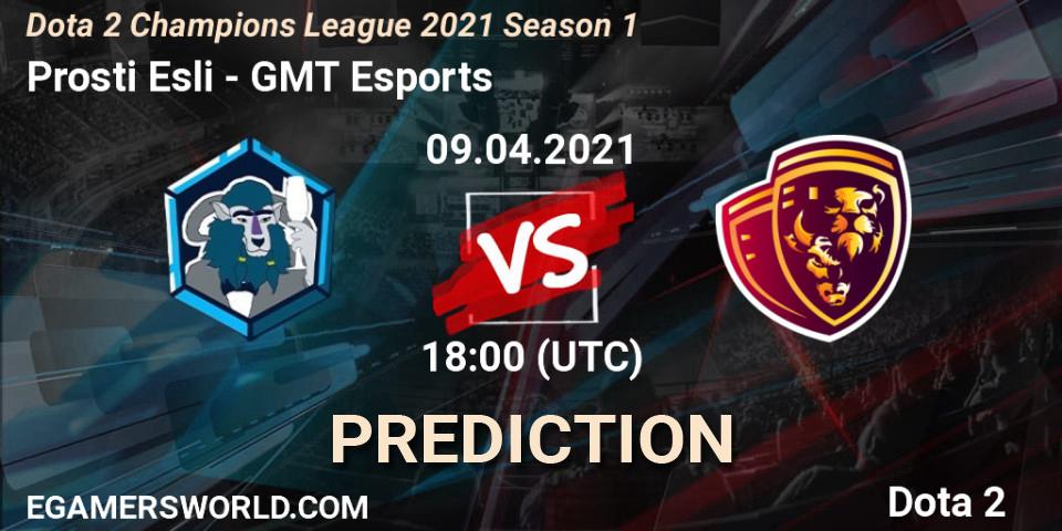 Prosti Esli vs GMT Esports: Betting TIp, Match Prediction. 09.04.2021 at 18:00. Dota 2, Dota 2 Champions League 2021 Season 1