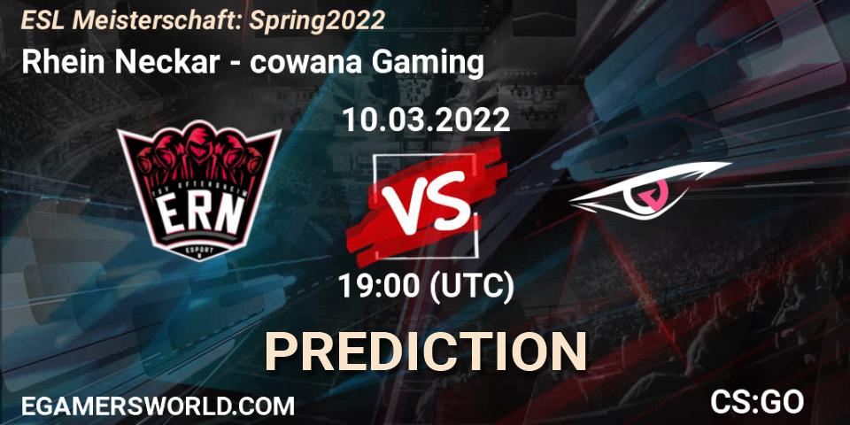 Rhein Neckar vs cowana Gaming: Betting TIp, Match Prediction. 10.03.2022 at 19:00. Counter-Strike (CS2), ESL Meisterschaft: Spring 2022