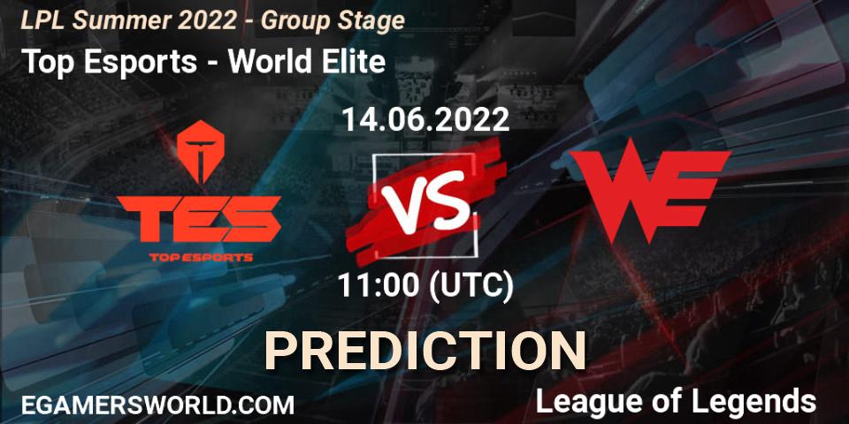 Top Esports vs World Elite: Betting TIp, Match Prediction. 14.06.22. LoL, LPL Summer 2022 - Group Stage