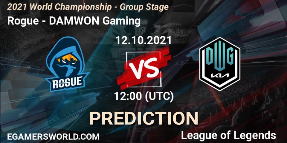 Rogue vs DAMWON Gaming: Betting TIp, Match Prediction. 12.10.2021 at 12:00. LoL, 2021 World Championship - Group Stage